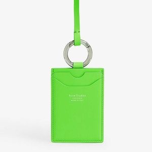 Acne Studios bright green lanyard wallet